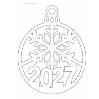 Новогодняя вытынанка шар со снежинкой 2027