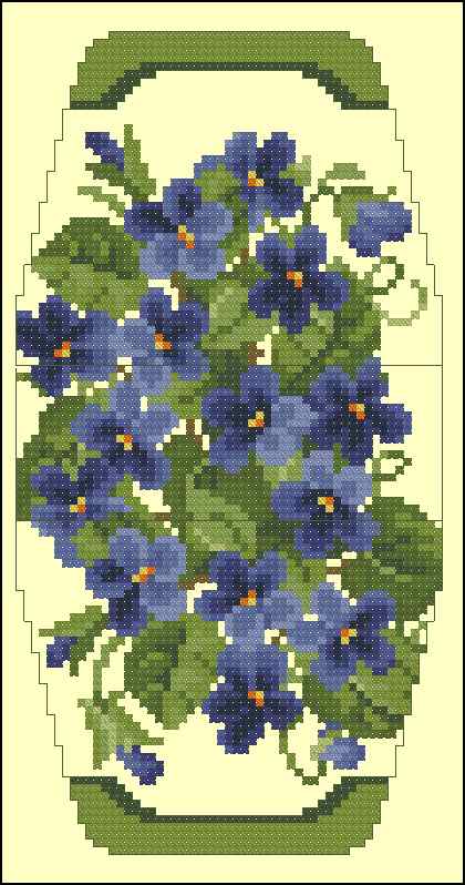 Схема вышивки крестом "Фиалки"