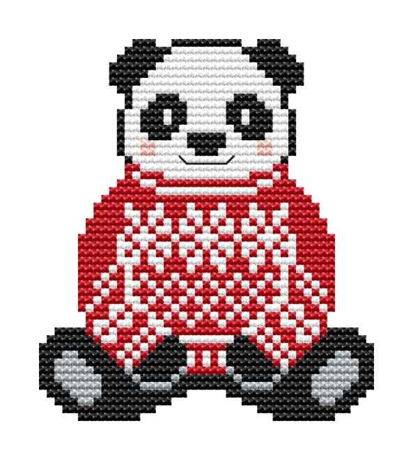 Схема вышивки крестом "Christmas Panda Ornament"