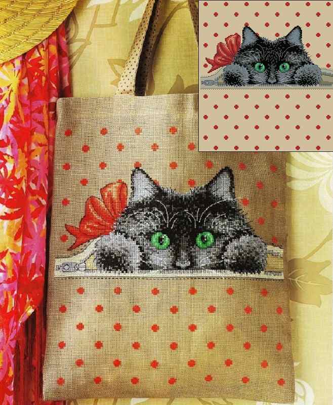 Схема вышивки крестом "Cat Bag"