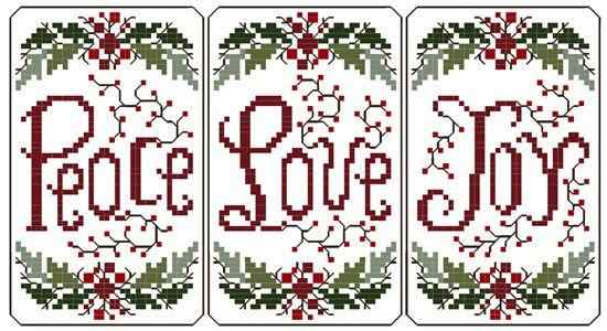 Схема вышивки крестом "Peace-Love-Joy"