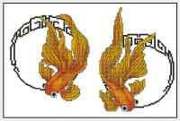 Схема вышивки крестом "Золотые рыбки в зеркальном отражении"