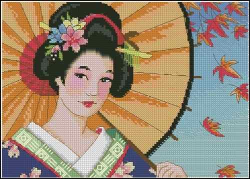 Схема вышивки крестом "Geisha beauty"