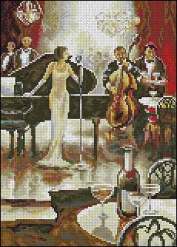 Схема вышивки крестом "Jazz Cafe by Brent Heighton"