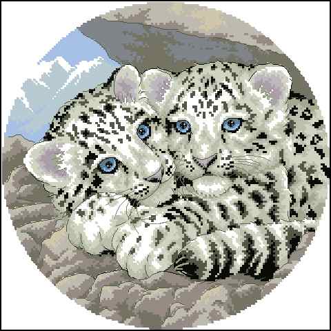 Схема вышивки крестом "Snow Lepard Cubs"