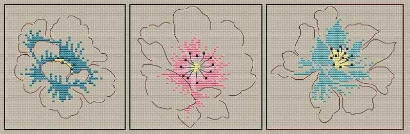 Схема вышивки крестом "3 Цветка"