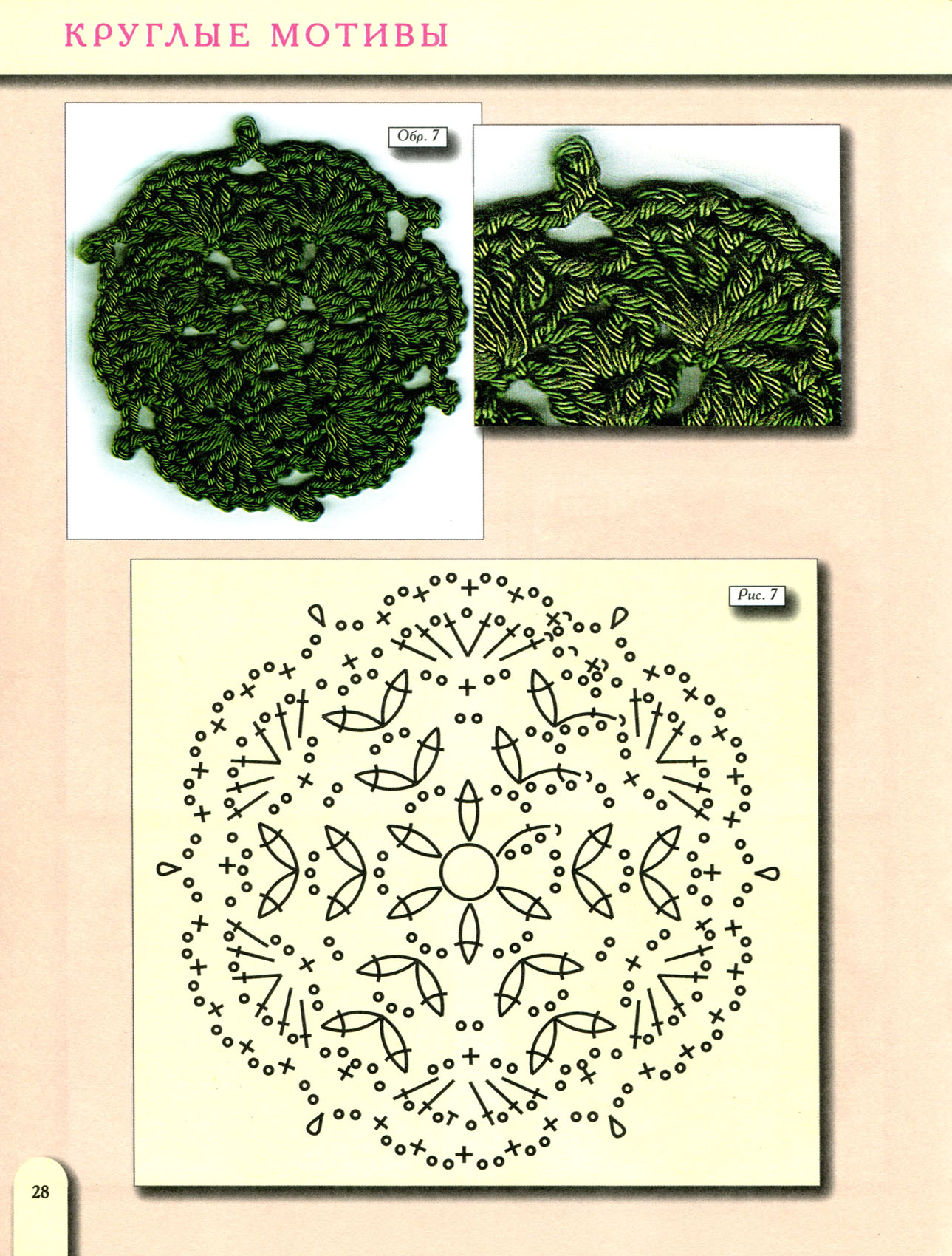 Круглый мотив 28 схема для вязания крючком