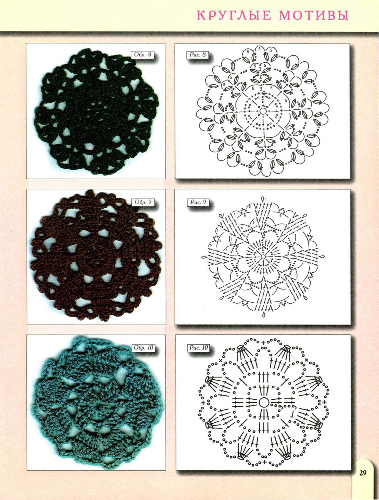 Круглый мотив 29 схема для вязания крючком