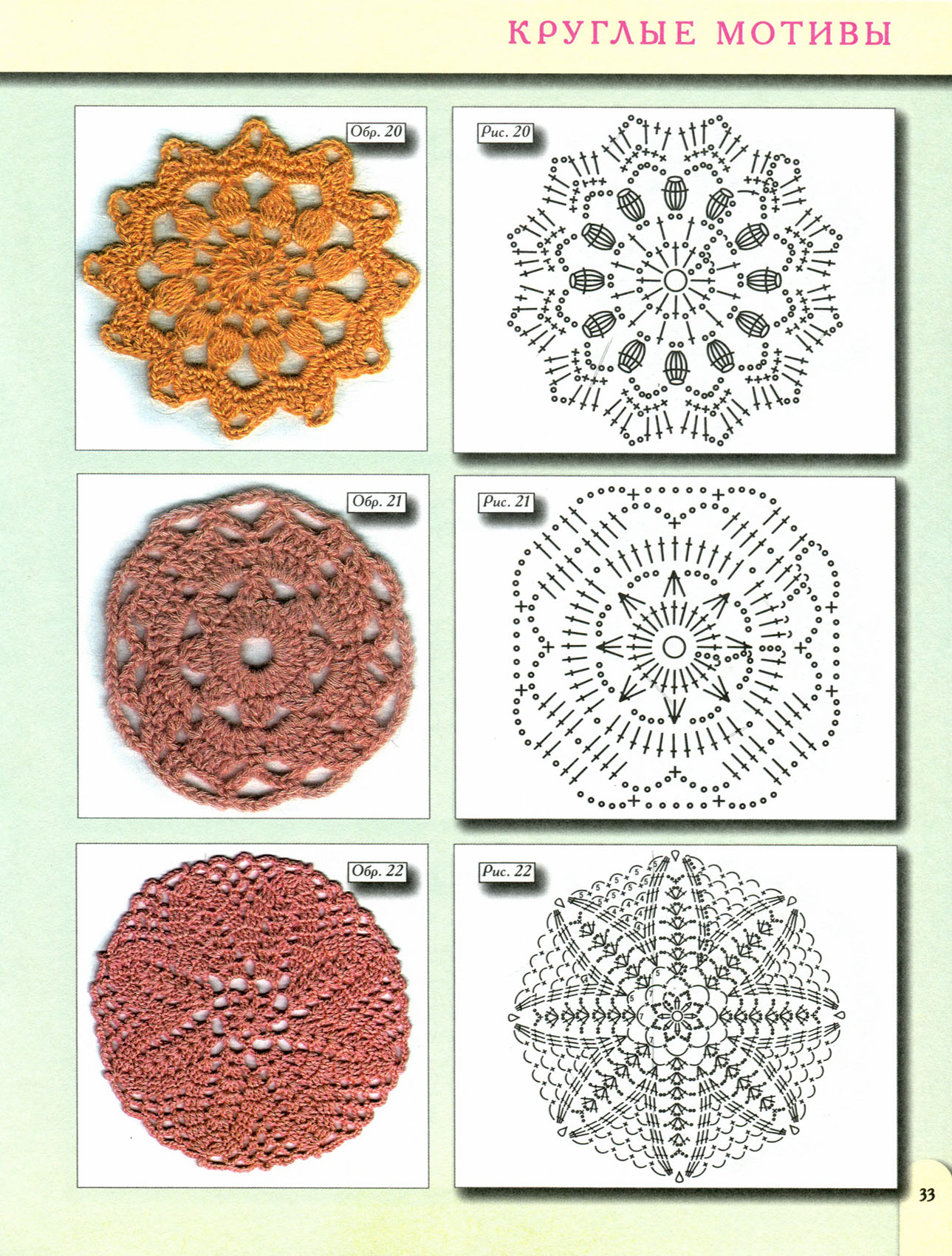 Круглый мотив 33 схема для вязания крючком