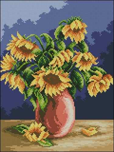 Схема вышивки крестом "Sunflowers Vase 1"