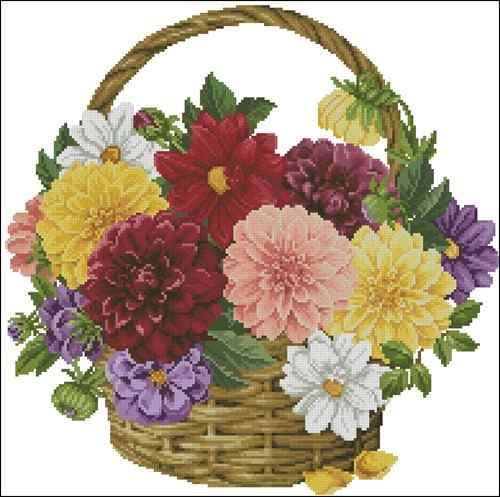 Схема вышивки крестом "Dahlia Basket"