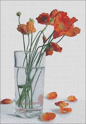 Схема вышивки крестом "Poppies in a glass"