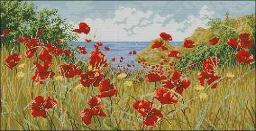 Схема вышивки крестом "Clifftop poppies"