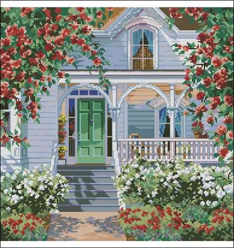 Схема вышивки крестом "Red Rose Cottage"
