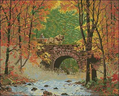 Схема вышивки крестом "Autumn Bridge"