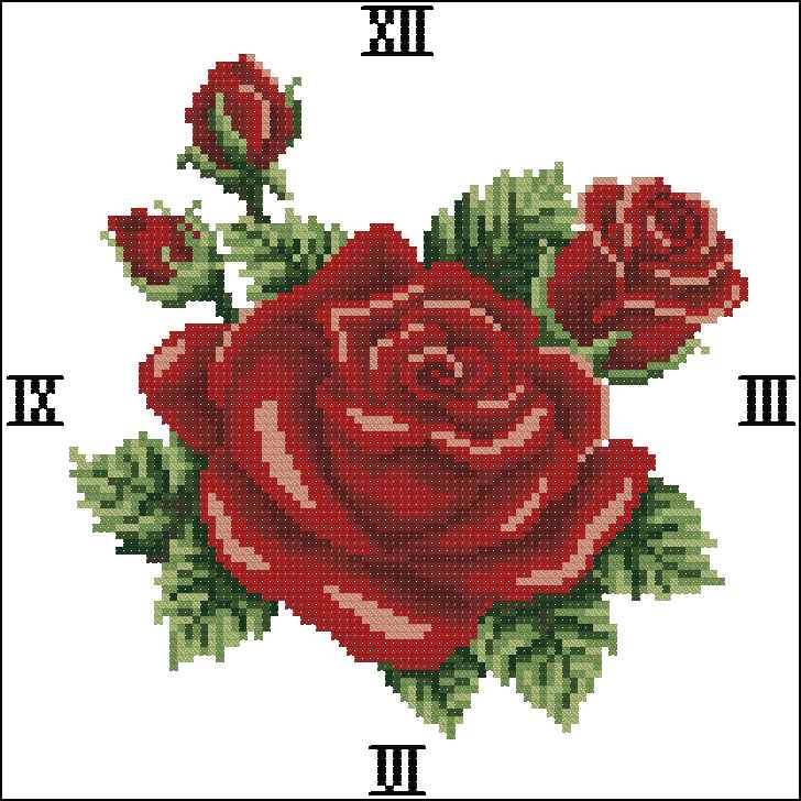 Схема вышивки крестом "Elegant Roses Clock"