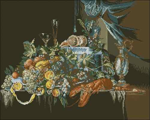 Схема вышивки крестом "Sumptuous Still Life With Lobste"