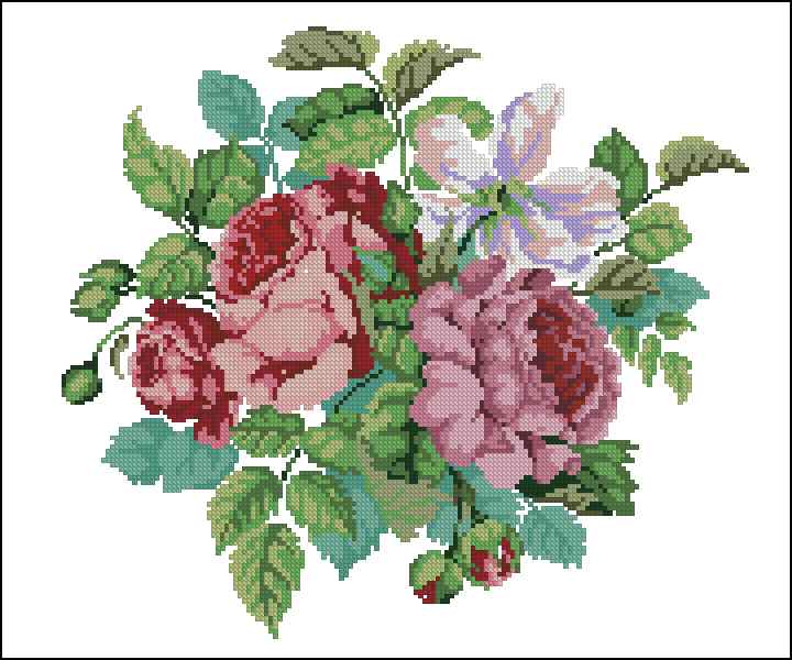 Схема вышивки крестом "Antique Roses"