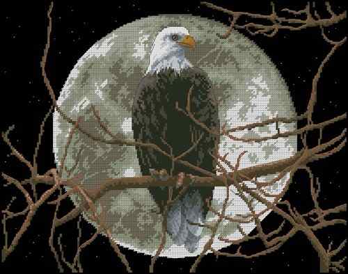 Схема вышивки крестом "Eagle in Moonlight"