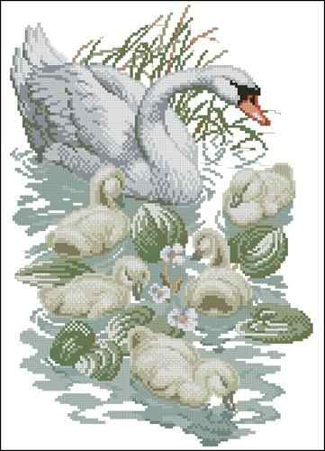 Схема вышивки крестом "Swan and Signets"