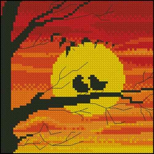 Схема вышивки крестом "Sunset Birds"