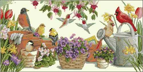 Схема вышивки крестом "Garden Friends"