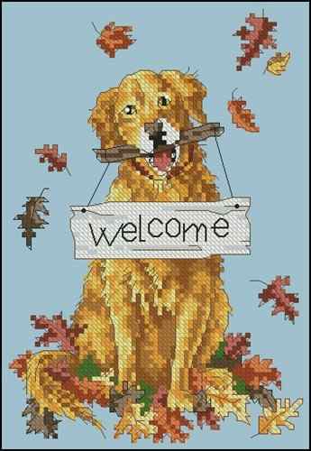 Схема вышивки крестом "Welcome Dog"