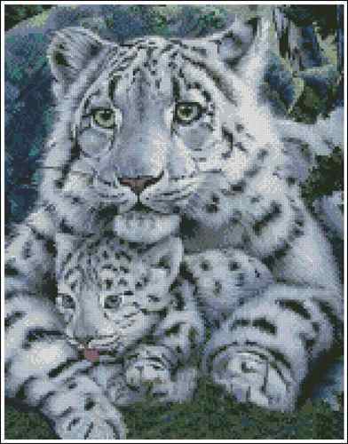 Схема вышивки крестом "White Tigress and Cub"