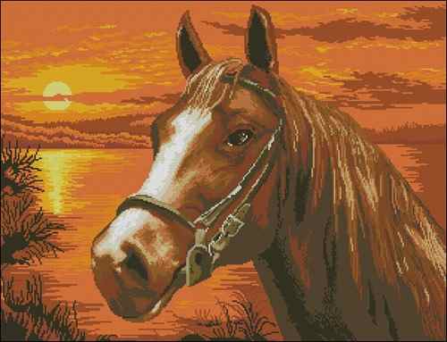 Схема вышивки крестом "Sunset Horse Portrait"