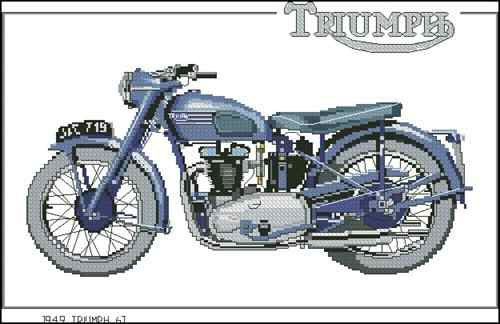 Схема вышивки крестом "1949 Triumph 6T"
