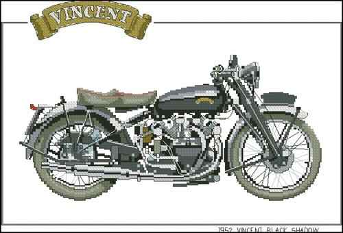 Схема вышивки крестом "1952 Vincent Black Shadow"