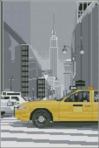 Схема вышивки крестом "New York TAXI"