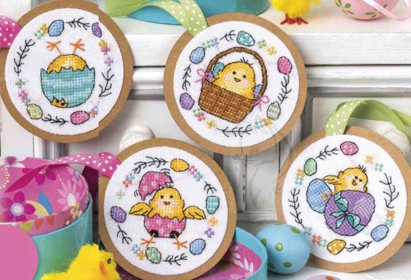 Схема вышивки крестом "Easter Chick Tags"