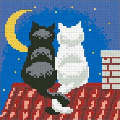 Схема вышивки крестом "Night Time Cats Cushion Front"