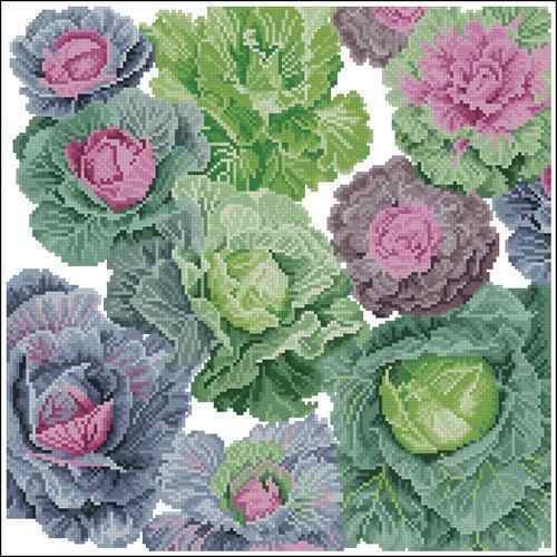 Схема вышивки крестом "Cabbages Pillow"