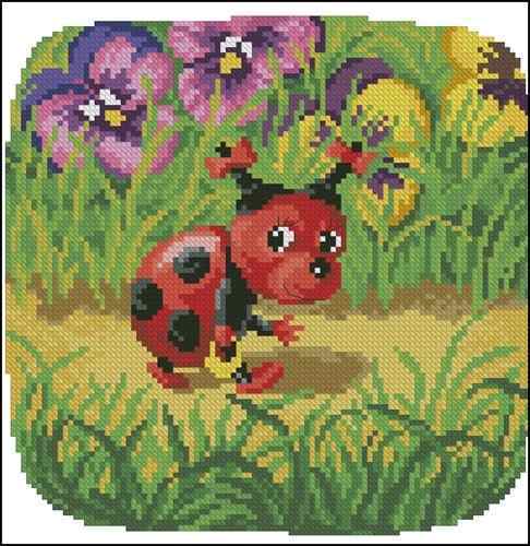 Схема вышивки крестом "Pillow Whith  Ladybird For Children"