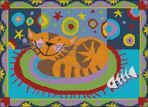 Схема вышивки крестом "Sleepy Cat"