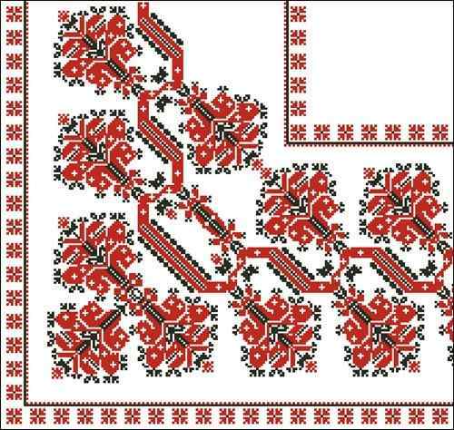 Схема вышивки крестом "Красивый орнамент для вышивки скатерти (уголок)"