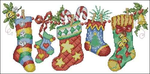 Схема вышивки крестом "Cheery Christmas Stockings"