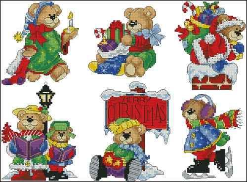 Схема вышивки крестом "Christmas bears"