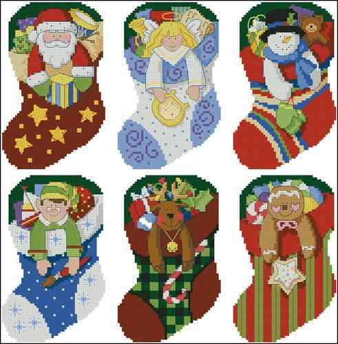 Схема вышивки крестом "Holiday stocking ornaments"