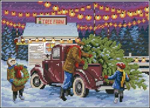 Схема вышивки крестом "Holiday tree farm"