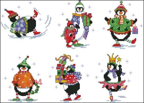 Схема вышивки крестом "Penguin parade ornament"