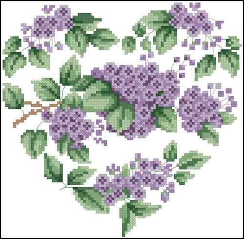 Схема вышивки крестом "Lilac Heart"