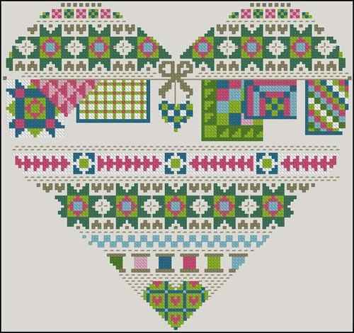 Схема вышивки крестом "Patchwork heart (spring)"