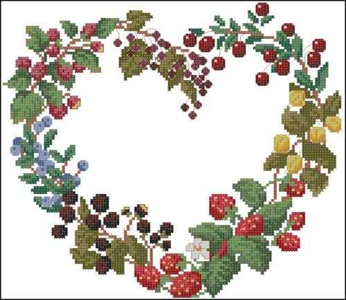 Схема вышивки крестом "Berries-Berry wreath"