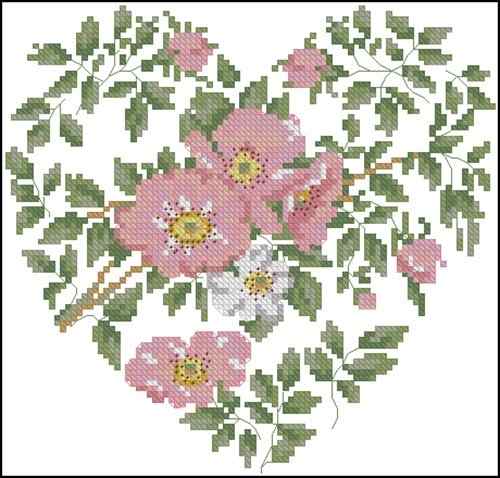 Схема вышивки крестом "France Roses Heart"