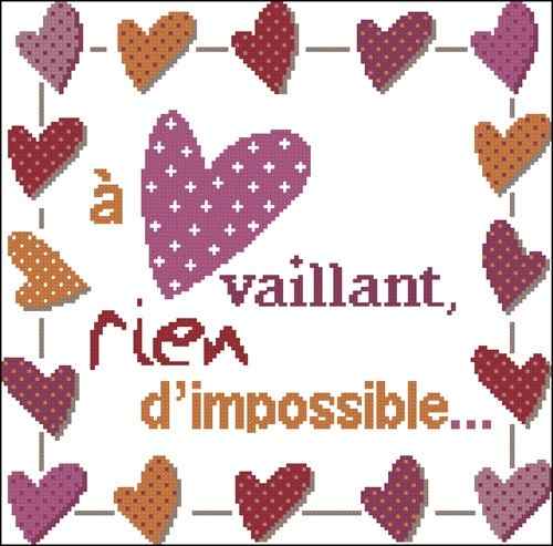 Схема вышивки крестом "A coeur vaillant rien d'impossible"