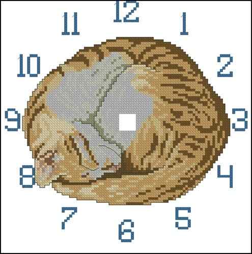 Схема вышивки крестом "Cat Clock"