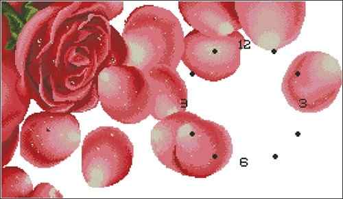 Схема вышивки крестом "Часы лепестки Розы"
